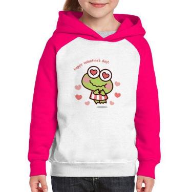 Imagem de Moletom Infantil Happy Valentine's Day - Foca na Moda, Branco, Rosa, 8