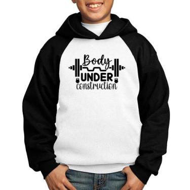 Imagem de Moletom Infantil Body Under Construction - Foca na Moda, Branco, Preto
