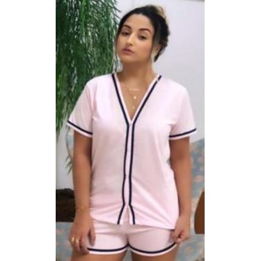 Imagem de Pijama Feminino Americano aberto com botões Blogueirinha Baby doll Cir