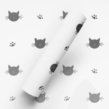 Imagem de Papel de Parede Adesivo Tema Gatos Patas Preto E Branco - BAZAR DOS QU