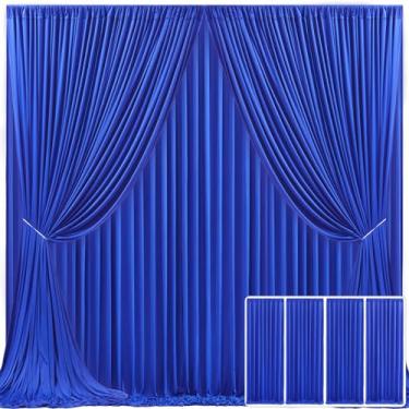 Imagem de Cortina de fundo azul real com 4 painéis para festas, sem rugas, azul, para fotos, cortinas de pano de fundo, decoração de tecido para festa de aniversário de casamento, chá de bebê, 6 m (L) x 3 m (A)