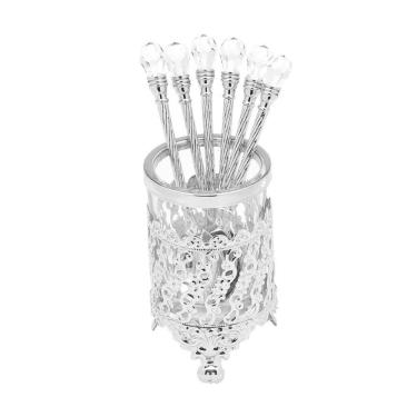 Imagem de Conjunto De 06 Colheres Com Suporte De Zamac Niquelado Crystal Prata 3734 Lyor