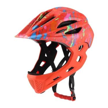 Imagem de Vaveren Capacete de bicicleta infantil Capacete de bicicleta Melhor amortecimento Capacete de rosto inteiro ajustável Capacete de ciclismo para meninos e, Laranja