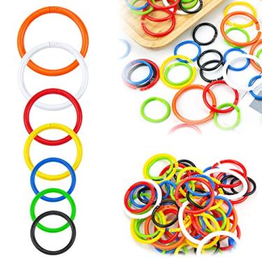 Imagem de 60 anéis de plástico coloridos para livros de escritório para papel de folha solta, porta-chaves flexíveis para cartões, pilha de documentos e amostras, organização escola, casa (3 tamanhos, 7 cores)