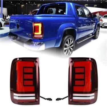 Imagem de Estilo de carro compatível com VW Amarok 2010-2020 Luzes traseiras LED Lâmpada traseira LED DRL Sinal de dínamo Freio Reverso Acessórios para automóveis(Black one set)