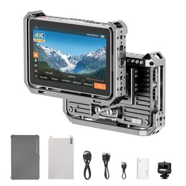 Imagem de VILTROX Kit de monitor de câmera com tela sensível ao toque DC-X3 com gaiola de equipamento, kit de monitor de campo de vídeo de entrada/saída SDI HDMI 2000 nits 4K SDI com para-sol, LUT 3D,