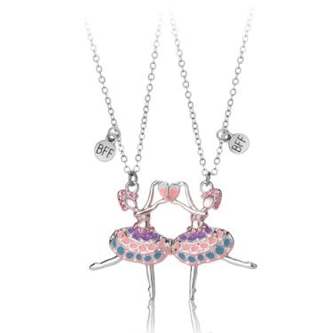 Imagem de Colar de coração de bailarina para melhor amiga, 2 peças, zircônia cúbica, fofo, combinando, amor, doce, bailarina, pingente, gargantilha para sempre, amizade, aniversário, dança, recital, presentes