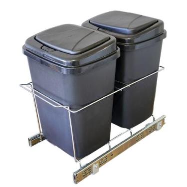 Imagem de Lixeira Aramada Dupla de Base deslizante 18L Click - Metais ADR, Balde
