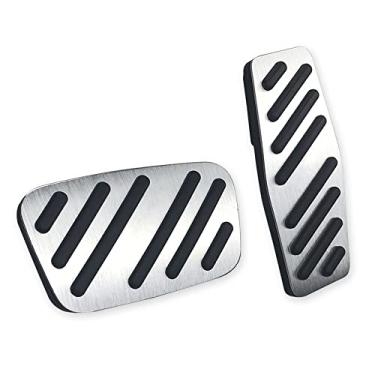 Imagem de LEXLEY 2 peças de pastilhas de freio a gás de alumínio antiderrapantes, capas de pedal acelerador sem perfuração para Chevrolet Chevy Blazer 2019 2020 2021 2022-SLIVER