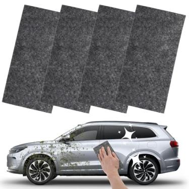 Imagem de 4 peças de pano nano brilhante para arranhões no carro, removedor avançado de arranhões de carro repara facilmente arranhões, espirais, resíduos de tinta e manchas de água e restaura a cor original da