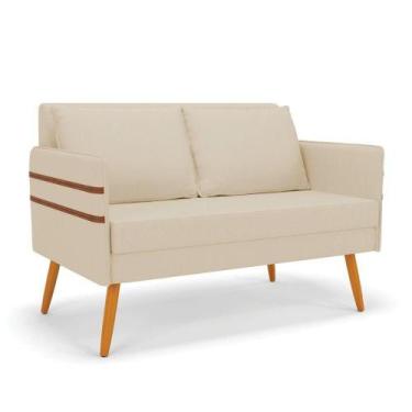 Imagem de Namoradeira 02 Lugares Mari Linho Castanho A19 Bege - DROSSI