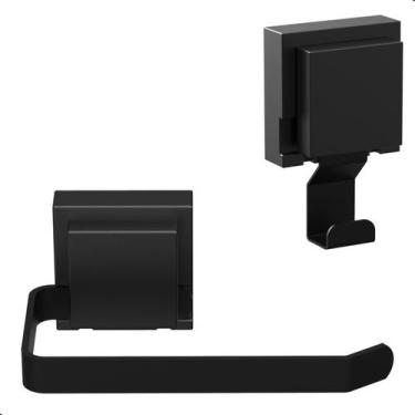 Imagem de Porta Papel Higiênico E Cabide Gancho Com Ventosa Preto Max - Metalcro