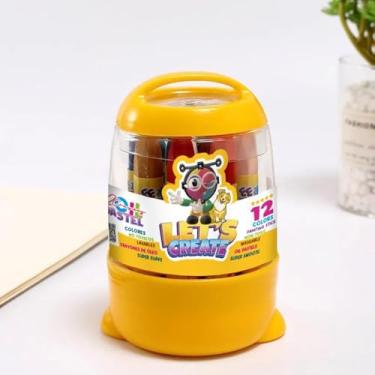 Imagem de Ahvian The Creative: Lápis de cera pastéis para desenho, 12 cores e capa com tampa. Não tóxico, lavável, bastão de pintura a óleo, desenho colorido. Crayones Colores de óleo, sem tóxicos, laváveis e