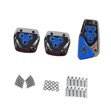 Imagem de JicSuXi Conjunto de pedal para os pés do carro, não -lip instalação fácil de instalação Substitua as tampas do pedal do acelerador de freio para automotivo, Equipamento Manual Azul
