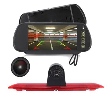 Imagem de Luz de freio HD de 18 mm para montagem no terceiro teto, 3 câmeras de visão traseira, visão noturna para Ford Transit Tourneo Custom Jumbo Kasten V363 F150 F250 F350 V636 MK8 2012-2020 (com espelho
