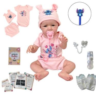 Imagem de Bebê Reborn Realista Toma Banho Stitch Menina - Ana Dolls