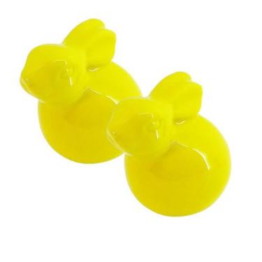 Imagem de Mini Coelho Decorativo Amarelo de Porcelana 3cm - Aliança, 2 Unidades