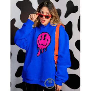 Imagem de Moletom Feminino Estampado Smiley Blusao Linha Premium Personalizado B