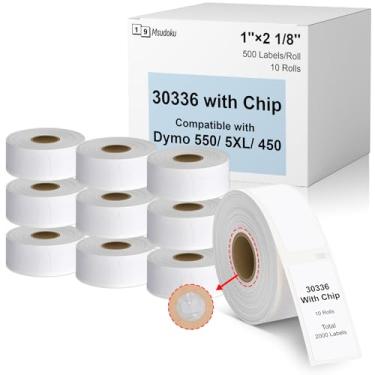 Imagem de Msudoku 30336 Compatível com DYMO LabelWriter 5XL 550 550 Turbo 4XL 450 Wireless 450 Duo 450 Twin Turbo, etiqueta de 25 mm x 54 mm com chip para códigos de barras, 2.5 cm x 2-1/20.3 cm, 1 rolo de 500,