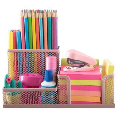 Imagem de Porta Lápis P/ Escritório Mesa Estudos Home Office Colorido - PGB, Ros