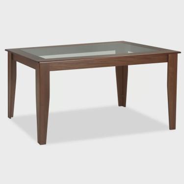 Imagem de Mesa Retangular 6 Lugares com Tampo de Vidro Canadá Cappuccino
