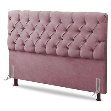 Imagem de Cabeceira Cama Box Casal Queen Size Lylla 160cm Capitonê Com Frame Veludo Rosê - Desk D...