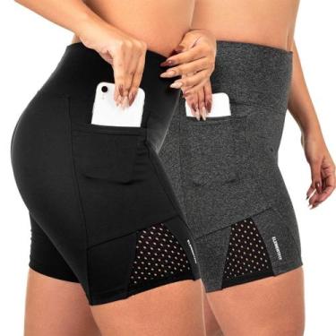 Imagem de Kit 2 Shorts Com Bolso  Feminino Corrida Suplex Tela - ElementFit, Pre