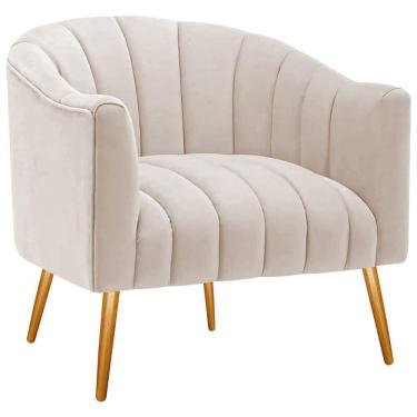 Imagem de Poltrona Decorativa Sala De Estar Recepção Senna Linho - Doce Sonho Móveis Cor Rosê