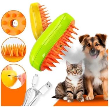 Imagem de Escova Pet Vapor 3 Em 1 Recarregável Para Cães E Gatos Com Cabo Multifuncional Autolimpante Vaporizador Pente Remoção Pelos Massageador Silencioso