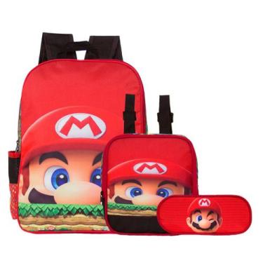 Imagem de Kit Mochila Infantil Menino Super Mario de Passeio 3 Pçs - TOYS 2U