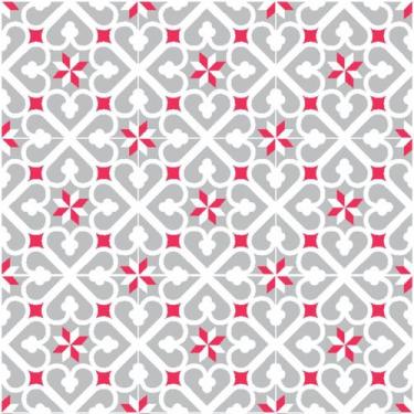 Imagem de Papel de Parede Autocolante Azulejo Cinza e Rosa 2,70m - Inove Papéis 