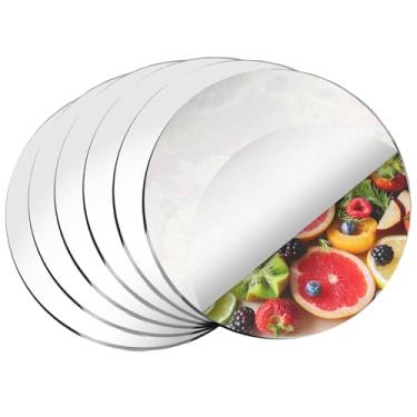 Imagem de 12 peças de placas espelhadas redondas para centros de mesa, bandejas de espelho, espelhos redondos planos para mesas, peças centrais de espelho, placas de vela de espelho circular para mesas centrais
