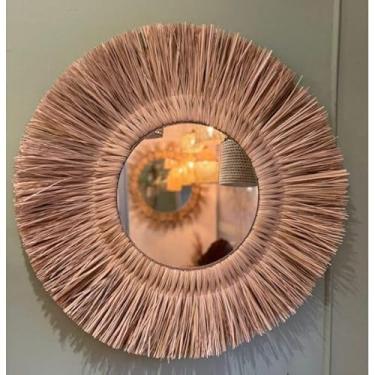 Imagem de Espelho Mandala de Palha Natural com espelho 90 cm
