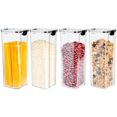 Imagem de Kit 4 Potes Herméticos 2,150ml | Porta Mantimentos Temperos Condimentos | Organizador Empilhável Cozinha Armário | BPA Free | Armazenamento em Geladeira Freezer | Tipo Acrílico