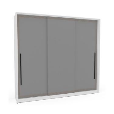 Imagem de Guarda-Roupa Casal Valência 3 Portas 4 Gavetas Branco e Cinza