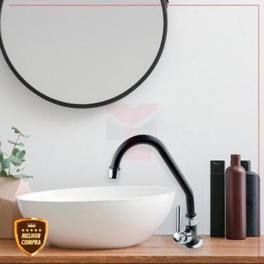 Imagem de Torneira P/ Cozinha de Metal Bica Móvel Bancada 1167 Preto Fosco 1/4 d