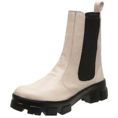 Imagem de Bota Cano Curto Baixo Coturno Feminino Moderno Gmm Shoes, Branco, 38, 