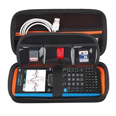 Imagem de Bolsa de transporte da calculadora gráfica BOVKE para Texas Instruments TI-Nspire CX CAS / CX II CAS Calculadora gráfica de cores e mais - Inclui bolso de malha para cabos USB e outros acessórios, preto