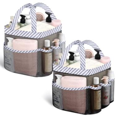 Imagem de Attmu Bolsa de chuveiro portátil de malha com 8 bolsos de armazenamento de tela, impermeável, secagem rápida, Oxford