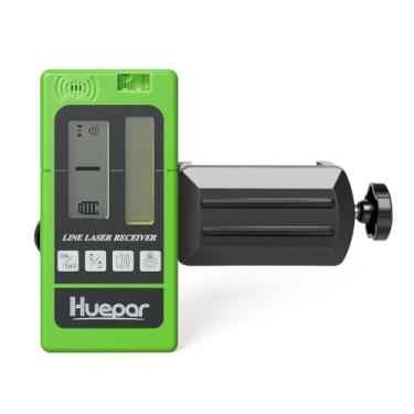 Imagem de Huepar Detector a laser LR-5RG para nível Huepar Laser - Receptor de feixe verde e vermelho para lasers de linha pulsante, monitores LCD retroiluminados nos dois lados, temporizador de desligamento