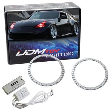 Imagem de iJDMTOY Kit de iluminação de anel halo LED RGB de 7 cores compatível com projetor Nissan 370Z 2009-2020, retrofit com ajuste ajustável