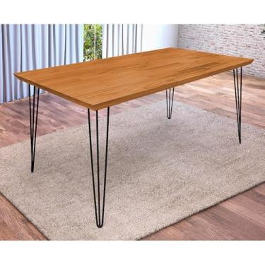 Imagem de Mesa Jantar Industrial 1,60m Lanna Madeira e Ferro - Imbuia Atraente Móveis