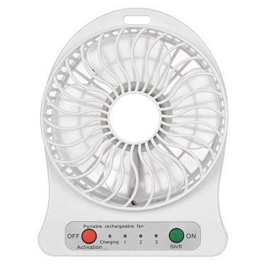 Imagem de Mini Ventilador Portátil Mesa Usb Com 3 Vel Potente Branco