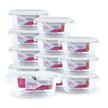 Imagem de Kit 12 Potes Hermético Redondo De Vidro Pequeno Salada - U4home, Branc