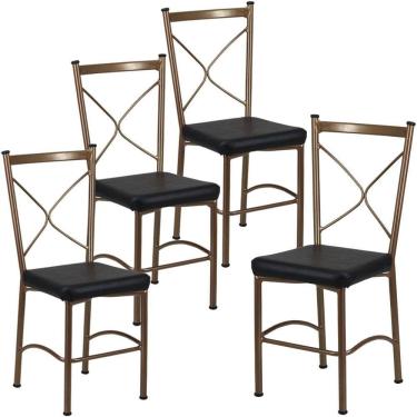 Imagem de 4 Cadeira Buffet Em Alumínio Para Cozinha, Restaurante, Bronze Com Preto