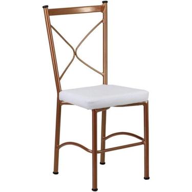 Imagem de Cadeira Buffet Em Alumínio Para Cozinha, Restaurante, Bronze Com Branco