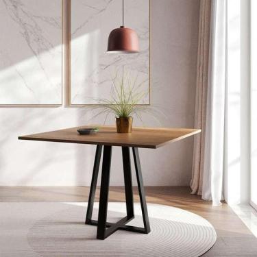 Imagem de Mesa de Jantar Quadrada Mônaco Preta e Imbuia 110 cm - New Green