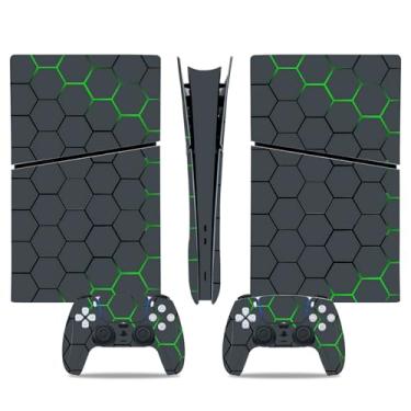 Imagem de Adesivo Skin para PS5 Slim Digital, conjunto completo de decalque de vinil para console e controle (cinza)