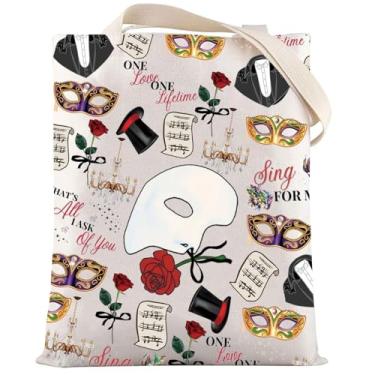 Imagem de LEVLO Phantom's Mask Tote Bag Broadway Musical Fans Gift Phantom Opera Musical Shoulder Bag Phantom Musical Theater Merch, Bolsa Sing for Me, Medium