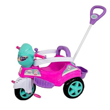 Imagem de Triciclo Infantil Rosa com Empurrador para Menina, Passeio
